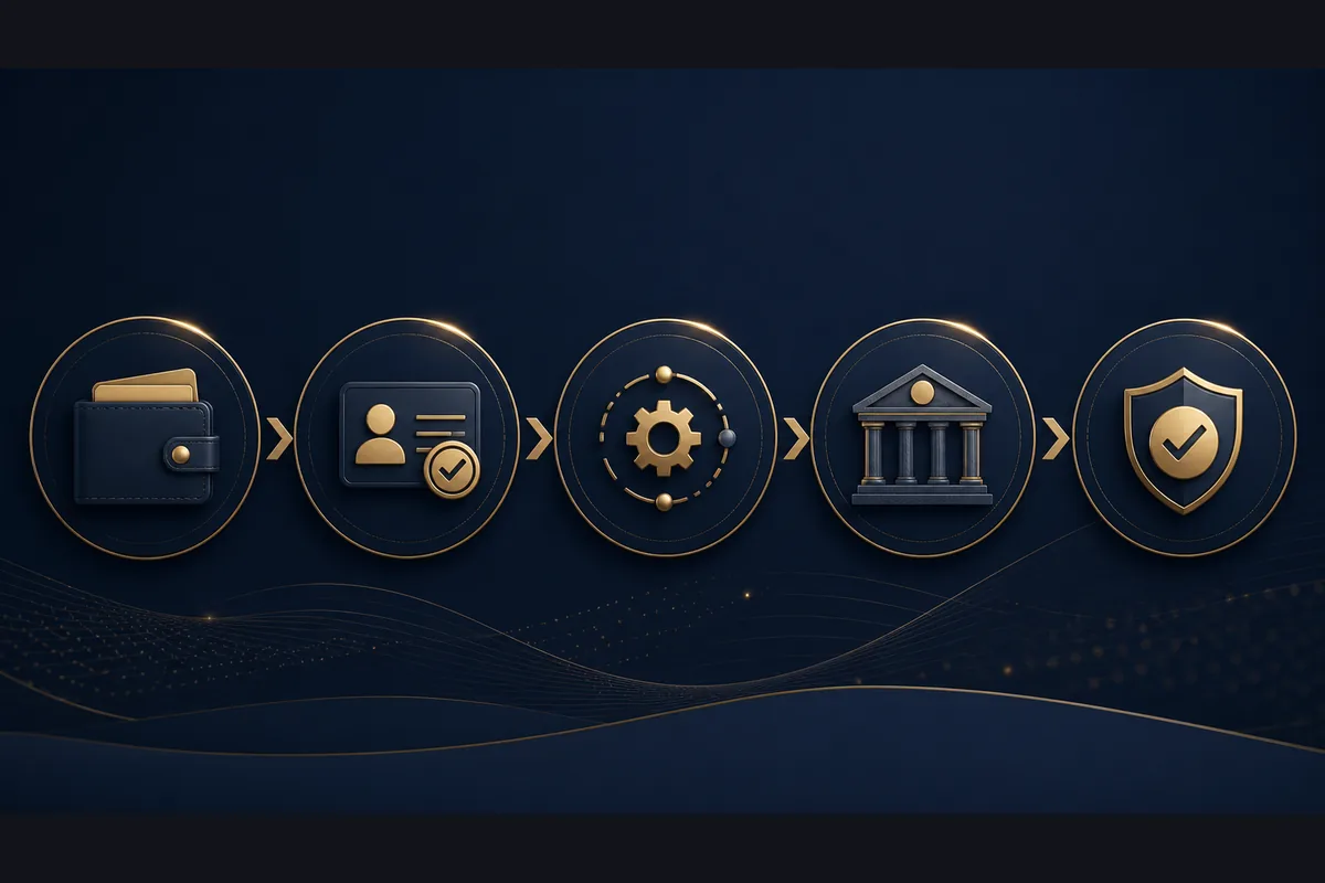 付款與出金五階段流程查核圖